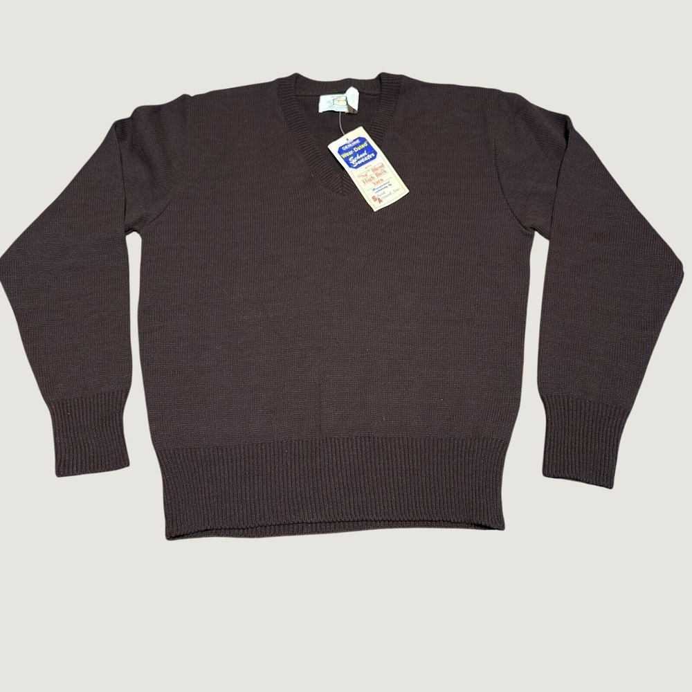 NEW Vintage 80s Berkley Fashions V-Neck Sweater Kids 16 School Uniform Brown
